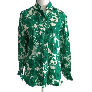 J. Crew Greenhouse Floral Soft Cupro Button Down Soft Blouse